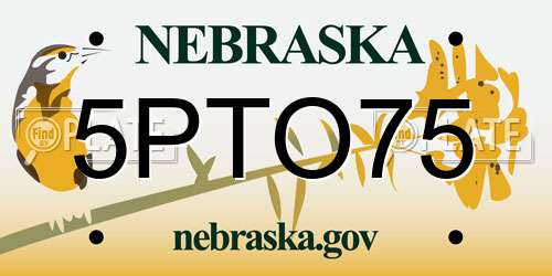 5PTO75 Nebraska License Plate