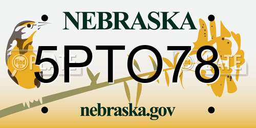 5PTO78 Nebraska License Plate