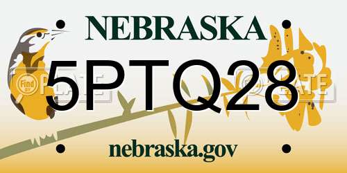 5PTQ28 Nebraska License Plate