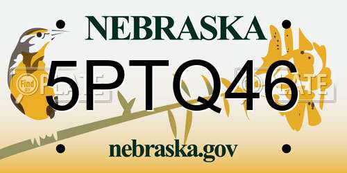 5PTQ46 Nebraska License Plate
