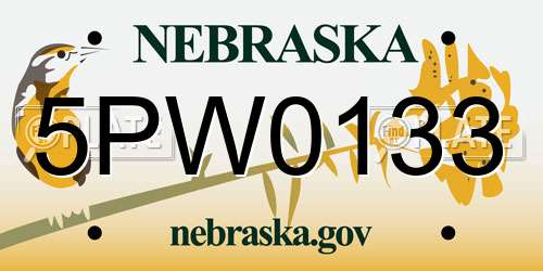 5PW0133 Nebraska License Plate