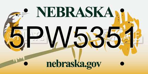 5PW5351 Nebraska License Plate