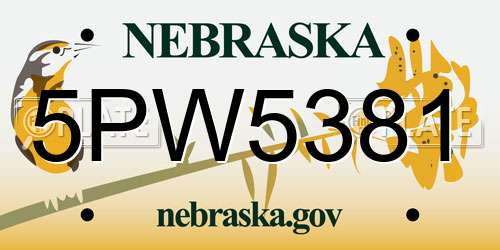 5PW5381 Nebraska License Plate