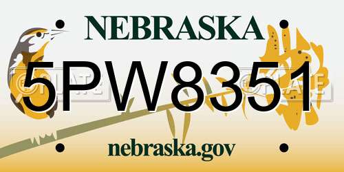 5PW8351 Nebraska License Plate
