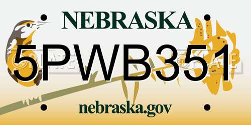 5PWB351 Nebraska License Plate