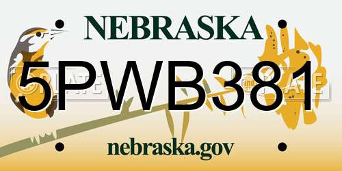 5PWB381 Nebraska License Plate