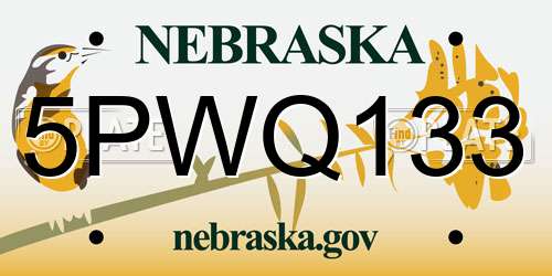 5PWQ133 Nebraska License Plate