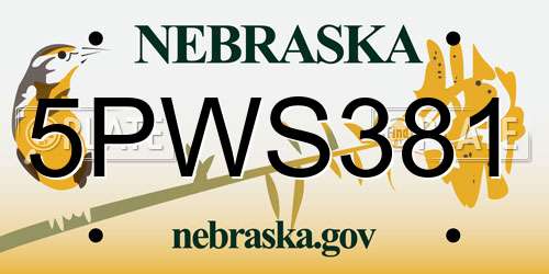5PWS381 Nebraska License Plate