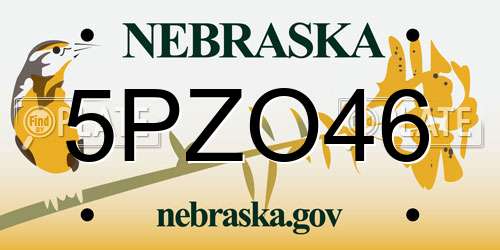 5PZO46 Nebraska License Plate