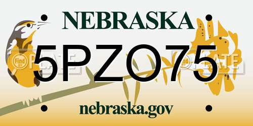 5PZO75 Nebraska License Plate