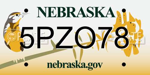 5PZO78 Nebraska License Plate