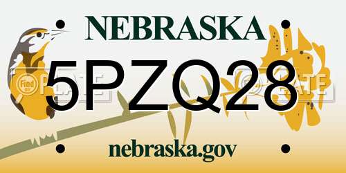 5PZQ28 Nebraska License Plate