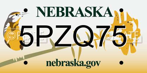 5PZQ75 Nebraska License Plate
