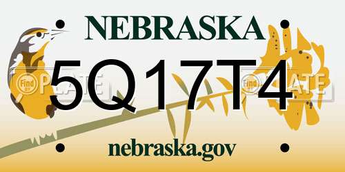 5Q17T4 Nebraska License Plate