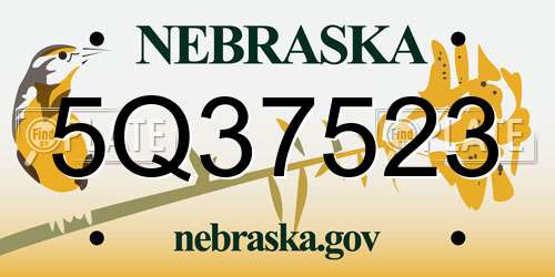 5Q37523 Nebraska License Plate