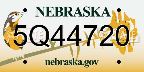 5Q44720 Nebraska License Plate