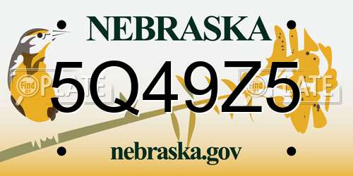 5Q49Z5 Nebraska License Plate