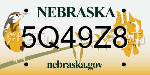 5Q49Z8 Nebraska License Plate