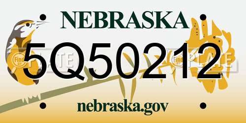 5Q50212 Nebraska License Plate