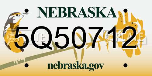 5Q50712 Nebraska License Plate
