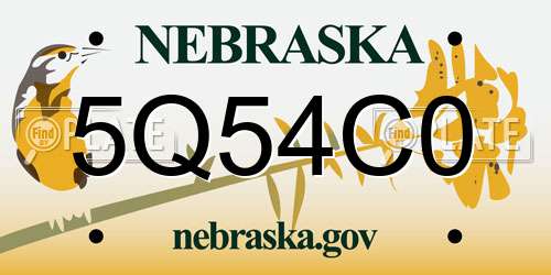 5Q54C0 Nebraska License Plate