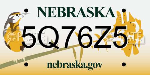 5Q76Z5 Nebraska License Plate
