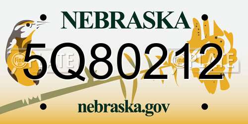 5Q80212 Nebraska License Plate