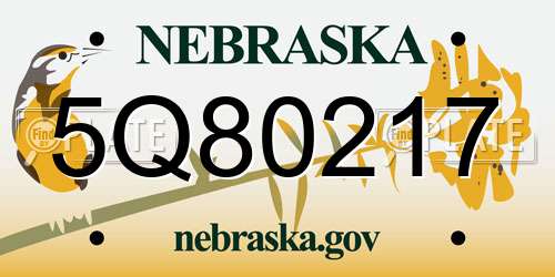 5Q80217 Nebraska License Plate