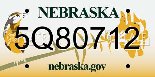 5Q80712 Nebraska License Plate