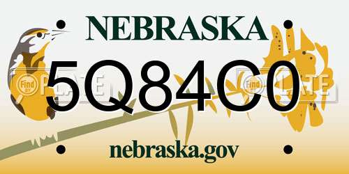 5Q84C0 Nebraska License Plate