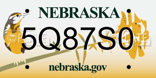 5Q87S0 Nebraska License Plate