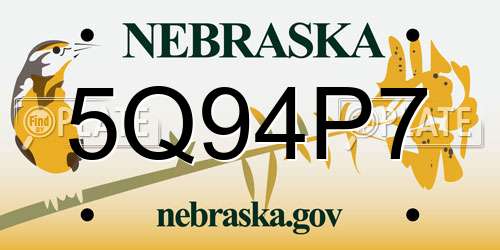 5Q94P7 Nebraska License Plate