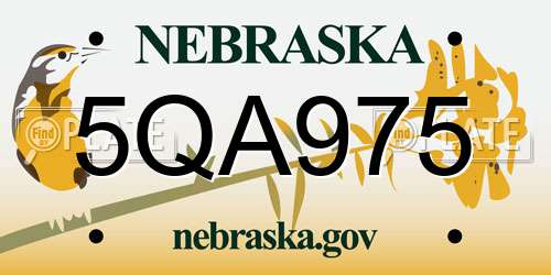 5QA975 Nebraska License Plate