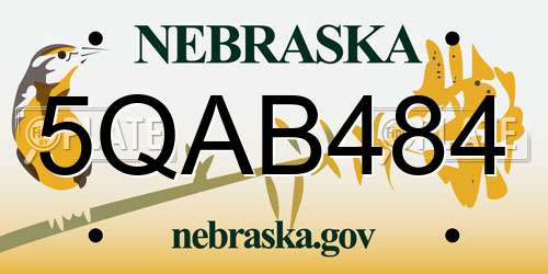 5QAB484 Nebraska License Plate