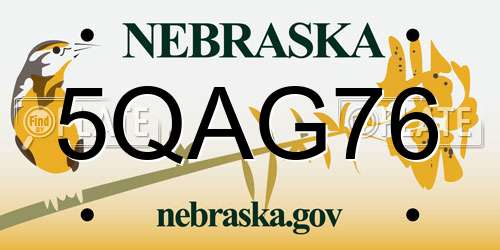5QAG76 Nebraska License Plate