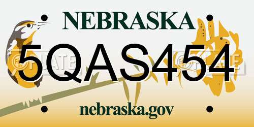 5QAS454 Nebraska License Plate