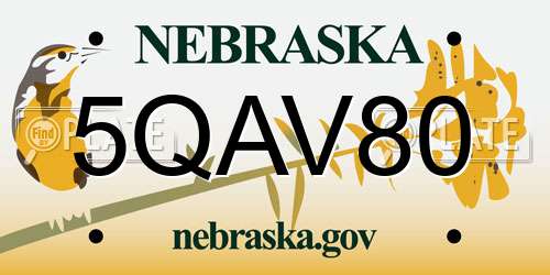 5QAV80 Nebraska License Plate