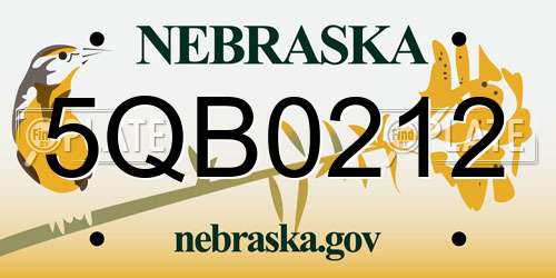 5QB0212 Nebraska License Plate