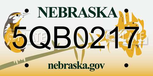 5QB0217 Nebraska License Plate