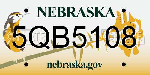 5QB5108 Nebraska License Plate