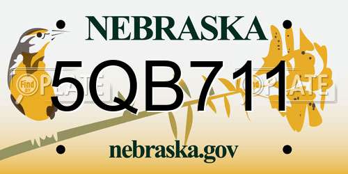 5QB711 Nebraska License Plate