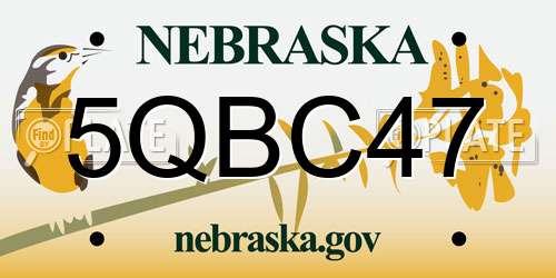 5QBC47 Nebraska License Plate