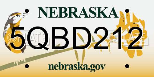 5QBD212 Nebraska License Plate