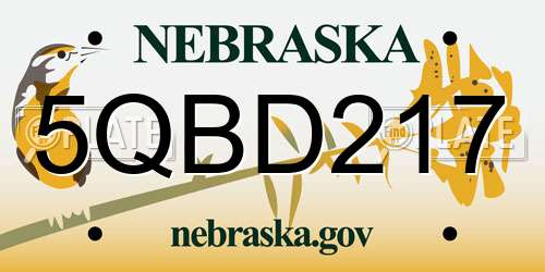 5QBD217 Nebraska License Plate