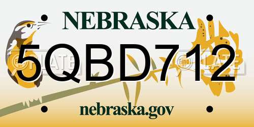 5QBD712 Nebraska License Plate