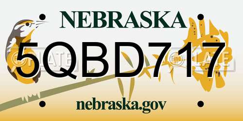 5QBD717 Nebraska License Plate