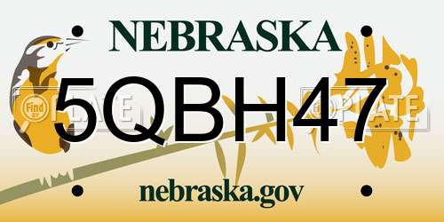 5QBH47 Nebraska License Plate