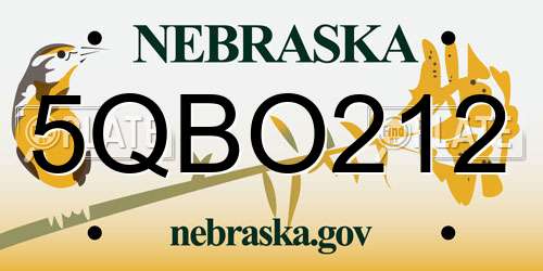 5QBO212 Nebraska License Plate