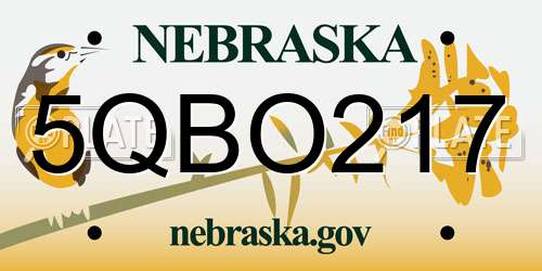 5QBO217 Nebraska License Plate