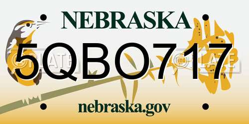 5QBO717 Nebraska License Plate